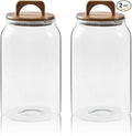 Sweejar Large Glass Candy Jars with Wooden Lids, 1 Gallon Glass Jar with Lid, Sugar/Flour Storage Containers, Big Glass Canisters with Airtight Lid, 2 Pack