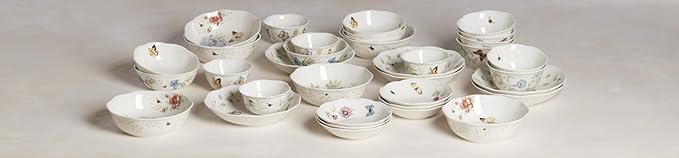 Lenox Butterfly Meadow Porcelain Pasta Bowl Set for 4, 20oz