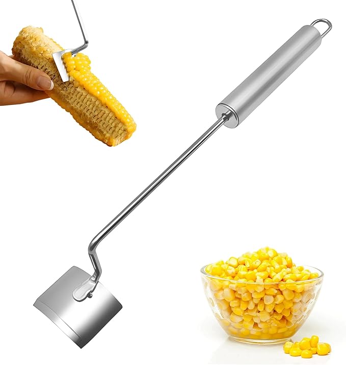 Corn Peeler,Stainless Steel Long Handle Corn Peeler,Easy Clean Corn on the Cob Remover for Home Kitchen and Outdoor Dining (1PCS)