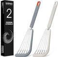 Fish Spatula Turner, Thin Slotted Spatulas for Nonstick Cookware,Silicone Edge Heat Resistant Kitchen Flipper for Fish, Egg, Pancake(Stainless Steel, 2Pack)