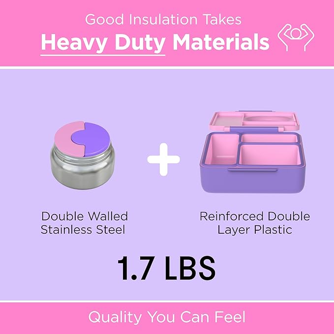 Omie OmieBox Kids Insulated Bento Box, Unicorn Pink