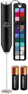Zulay Kitchen Milk Frother Handheld - Mini Frother Wand, Milk Mixer, Drink Whisk for Coffee, Matcha Essentials & More, Stick Frother for Protein Shakes, Froster Mixer - AA Batteries Included - Black