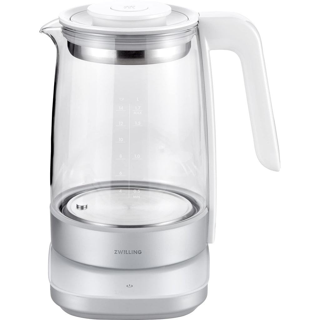 ZWILLING Enfinigy Glass Kettle 1.7L, Tea Kettle, 6 Preset Temps for the Perfect Cup, Tea Timer, Silver