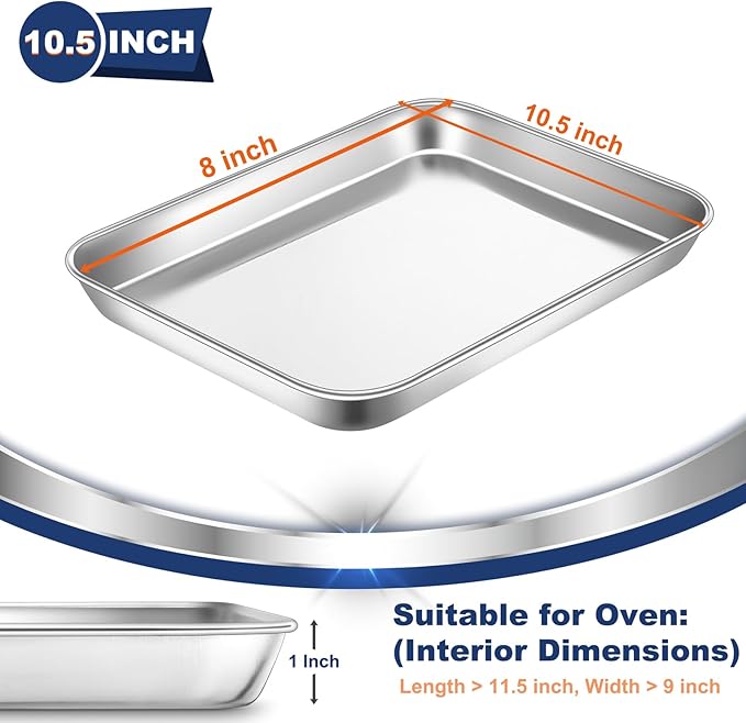 P&P CHEF Baking Sheet Pan, Stainless Steel Cookie Sheet, 10.5 Inch & 1 Pc