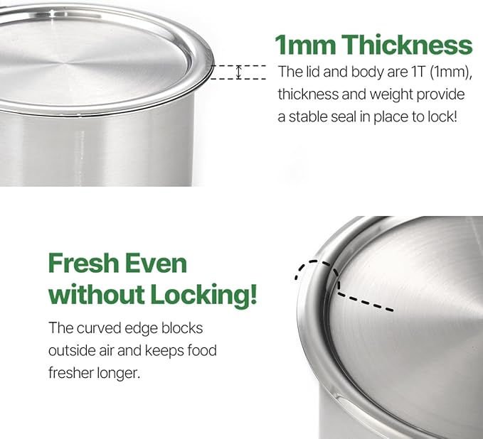 EVERSTEN CaKE 5PCS Stainless Steel Food Storage Containers With Lids 5PCS Canister Set Kitchen Appliances Dishwasher Safe Premium South Korea