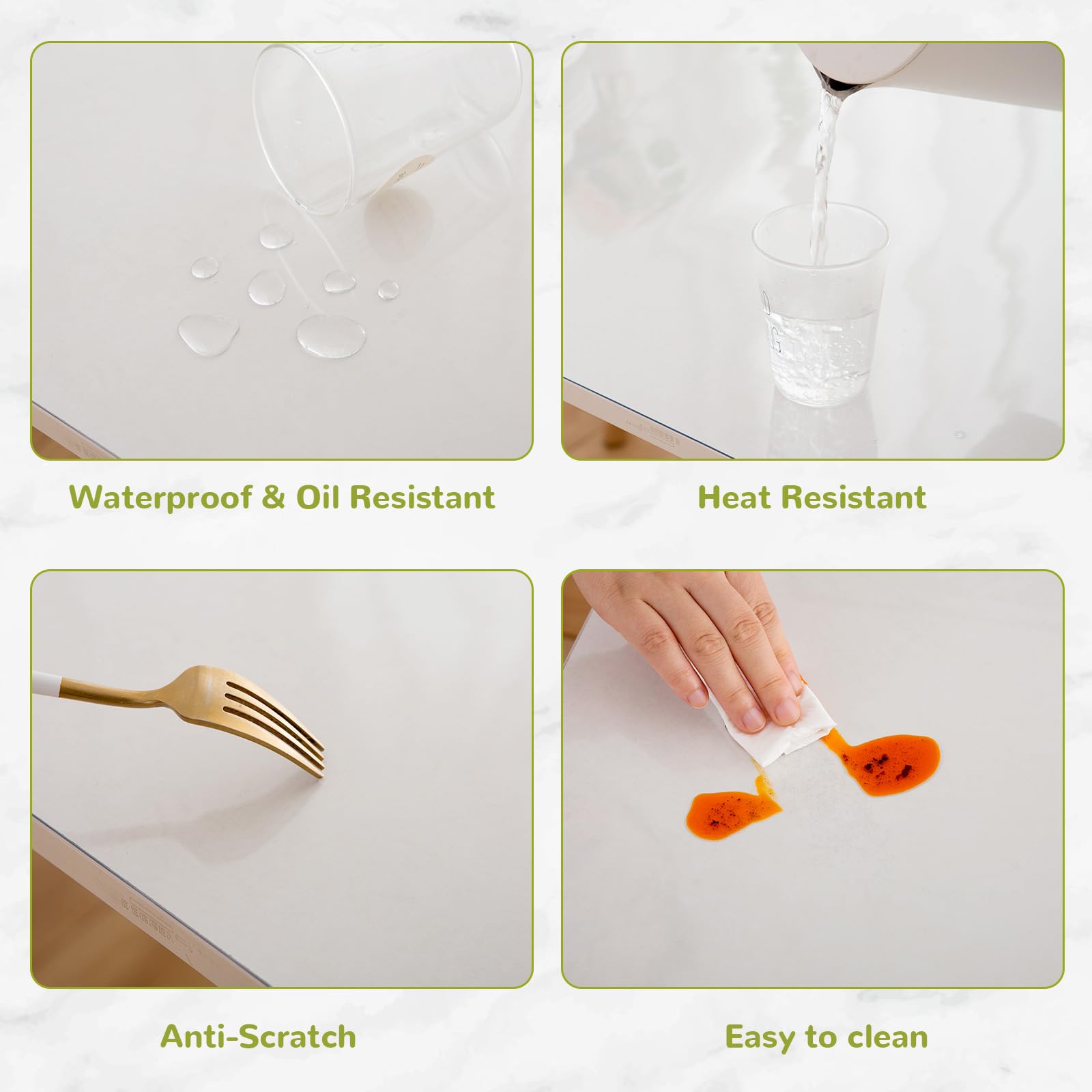 Eisdroma 44 x 96 Inch Clear Table Cover Protector, Clear Table Protector for Dining Room Table, 1.5mm Plastic Table Cover, Waterproof Table Pad for Kitchen, Office
