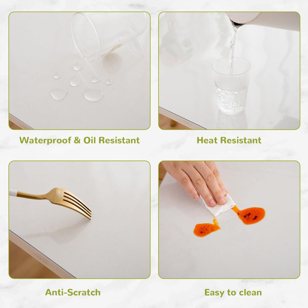 Eisdroma 36 x 40 Inch Clear Table Cover Protector, Clear Table Protector for Dining Room Table, 1.5mm Plastic Table Cover, Waterproof Table Pad for Kitchen, Office