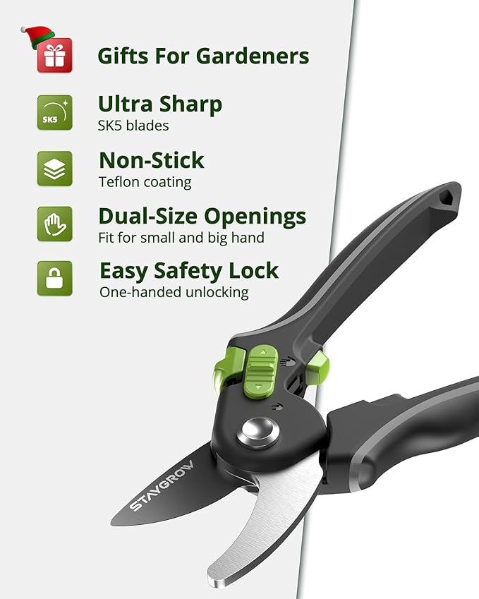 STAYGROW Gardening Scissors, Sharp Plant Trimming Scissors 2 Pack