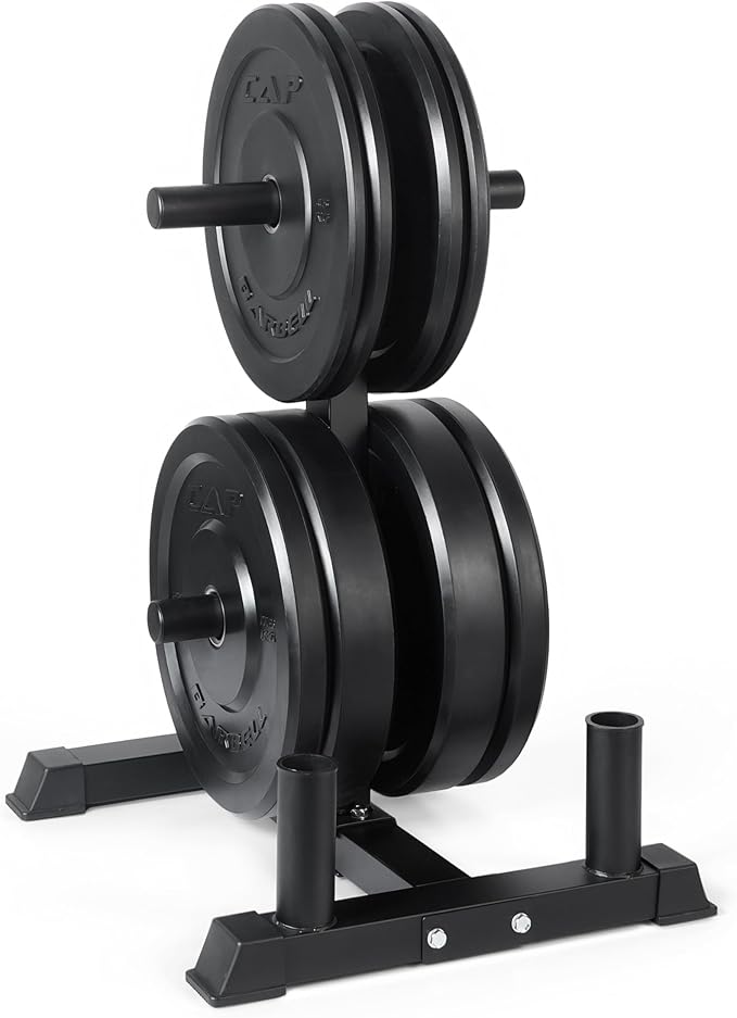 CAP 190lb Elite Olympic Bumper Plate Set with Compact Storage Rack