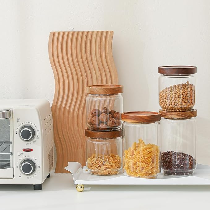 Homtop 25 OZ Glass Jars 6 Pack with 112 Labels