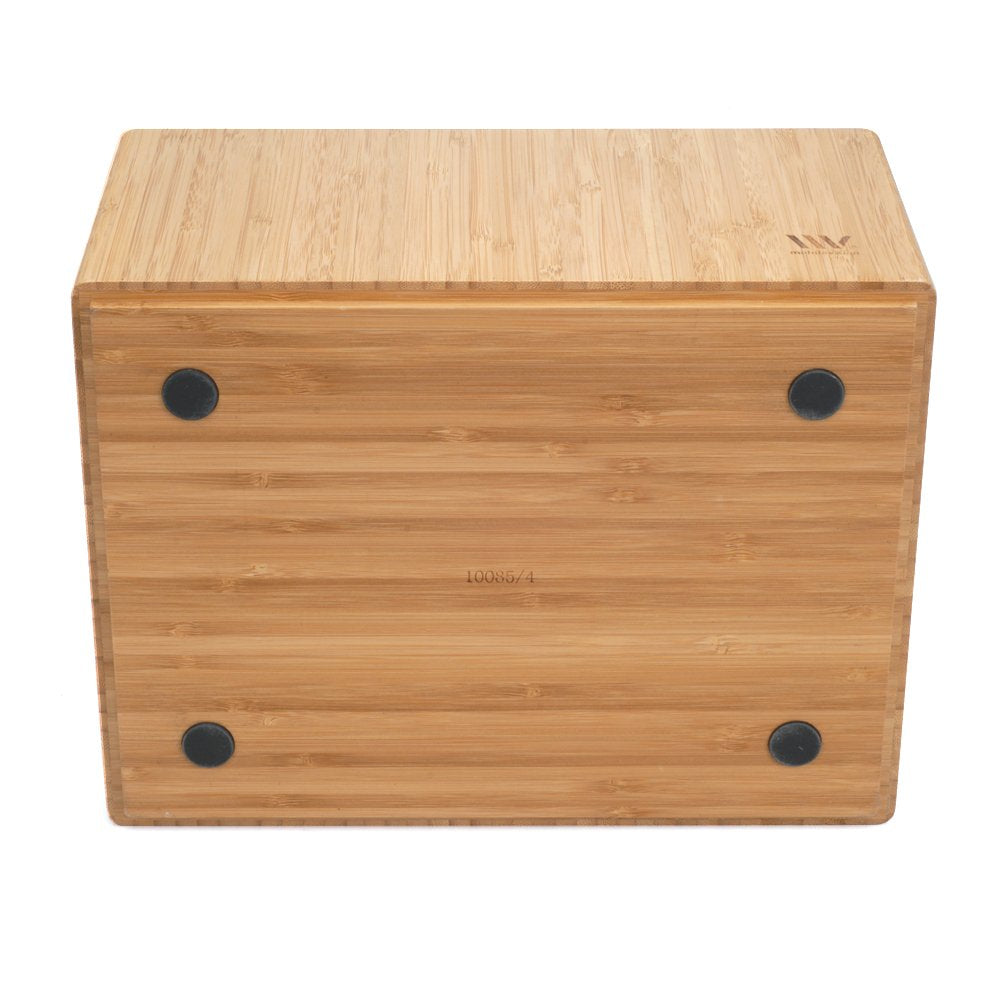 MobileVision Bamboo Storage Box Multi-Purpose Organizer for Kitchen Supplies Holder, Fruit Bin, Cabinets, Pantry with built in handles, stackable, 12” x 9” x 6” With White Clip Included