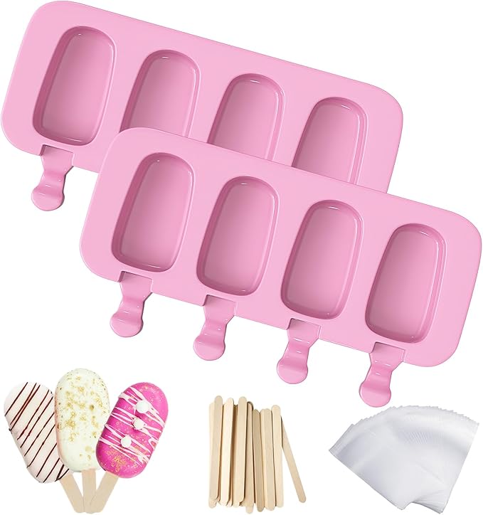 Ozera 2 Pack Popsicles Molds, Cake Pop Molds, Pink