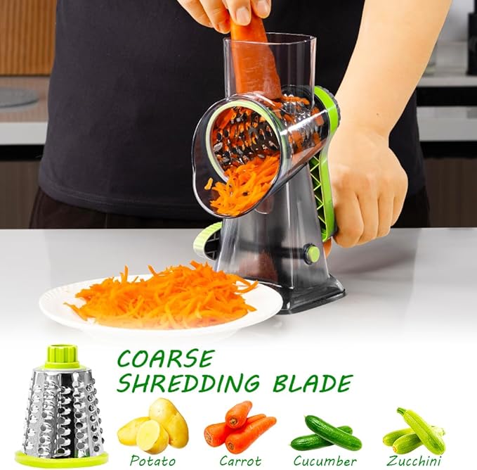 Eleko Meyar Cheese Grater with Handle, Multifunctional Manual Rotary Cheese Grater - Cheese Shredder Easily Chop Carrots, Potatoes, Vegetables and Fruits and Easy to Clean