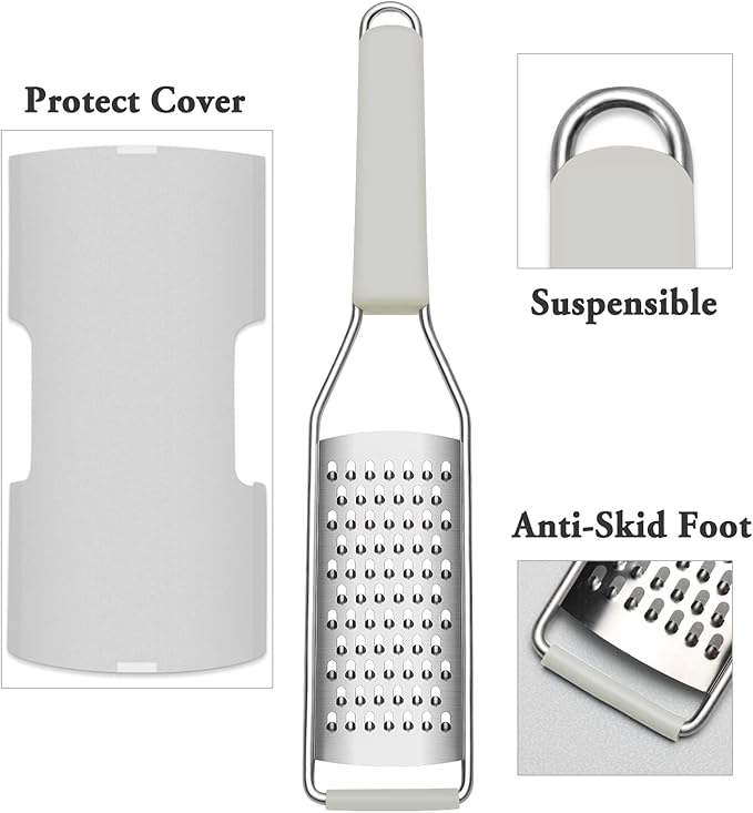 Cambom Cheese Grater Citrus Zester Lemon Zester Pack of 3-304 Stainless Steel - A Sharp Tool for Parmesan Cheese, Ginger, Garlic, Nutmeg, Chocolate, Vegetables，Fruits，Dishwasher Safe Clear