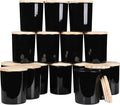 SHOWIN Thick Candle Jars for Making Candles 16 Pcs, 7 OZ Empty Jars with Wood Lids for Candle Making, Sample Container, Glossy Black
