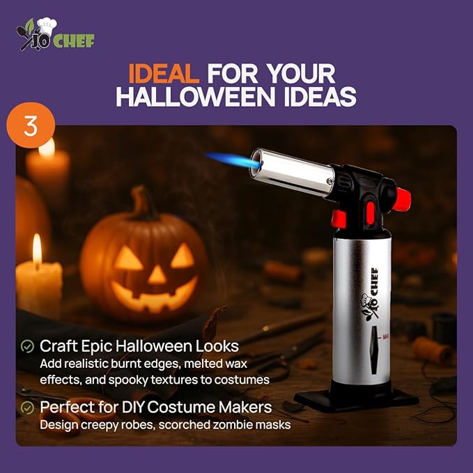 Jo Chef Kitchen Torch, Refillable Butane Torch for Creme Brulee, Cooking