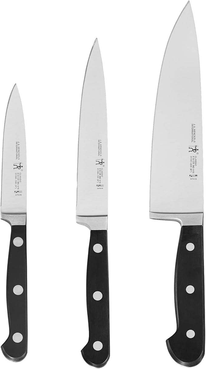 HENCKELS Classic 3-Pc Starter Chef Knife Set, Razor-Sharp German Engineered