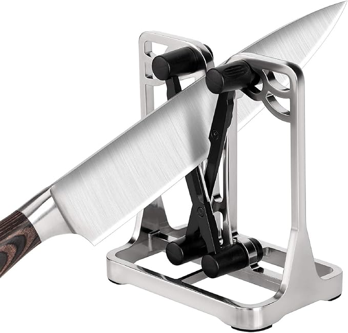 Knife Sharpener Tool with Self-Adjusting, Stainless Steel Tungsten Carbide