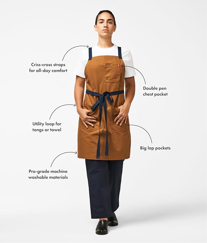 hedley & bennett Crossback Chef Apron, Pockets & Towel Loop, Oyster Gray