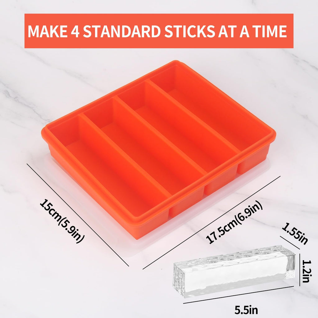Silicone Ice Cube Molds Widely Use 2 Packs,Ice Cube Tray for Whiskey, Butter Mold,Freezer Molds for Soups and Sauces (2 Pack Orange)