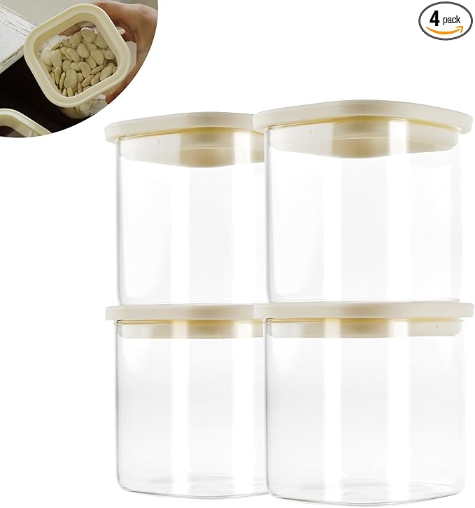 CozNido Small Glass Food Storage Containers with Glass Lids 4 pcs 24fl.oz