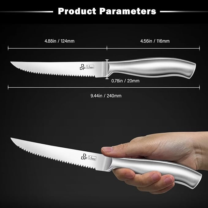 Steak Knives Set of 6, 4.5-Inch Serrated Steak Knives, Dishwasher Safe