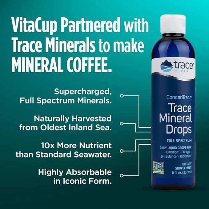 VitaCup Mineral Medium Dark Roast Coffee Pods with Electrolytes, 32ct
