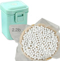 Hommtina 2.2Lb Ceramic Pie Weights Baking Beans Pie Crust Reusable 10mm Weights Natural Ceramic Stoneware with Wheat Straw Container (35 Oz Total) (Green)