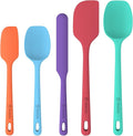 ChefAide 5 Pieces Silicone Spatula Set, Food Grade Rubber Spatula, Upgrade Strong Handle with Ergonomic Grip, Heat Resistant Up to 600°F for Nonstick Cookware, Cooking