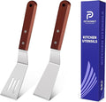 PETHOMKIT Small Metal Spatula Set with Thin Beveled Edge, Wood Handle,2 Pcs