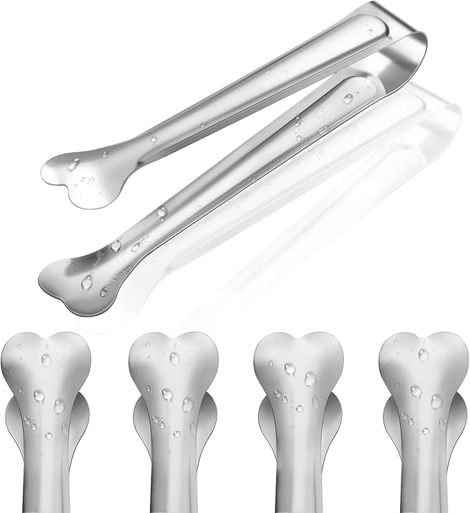 Dmoera 18 Pack Premium Small Serving Tongs, Mini Stainless Steel Appetizer Tongs 4.33Inch Silver