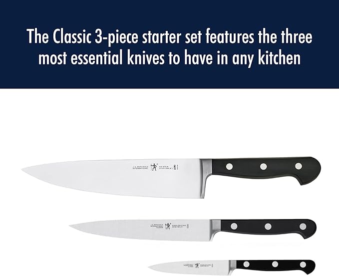 HENCKELS Classic 3-Pc Starter Chef Knife Set, Razor-Sharp German Engineered