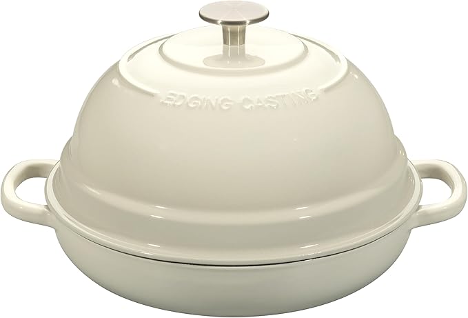 EDGING CASTING Enameled Cast Iron Dutch Oven Pot with Lid, Round Bread Oven for Homemade Sourdough Bread Baking, 6 Quart
