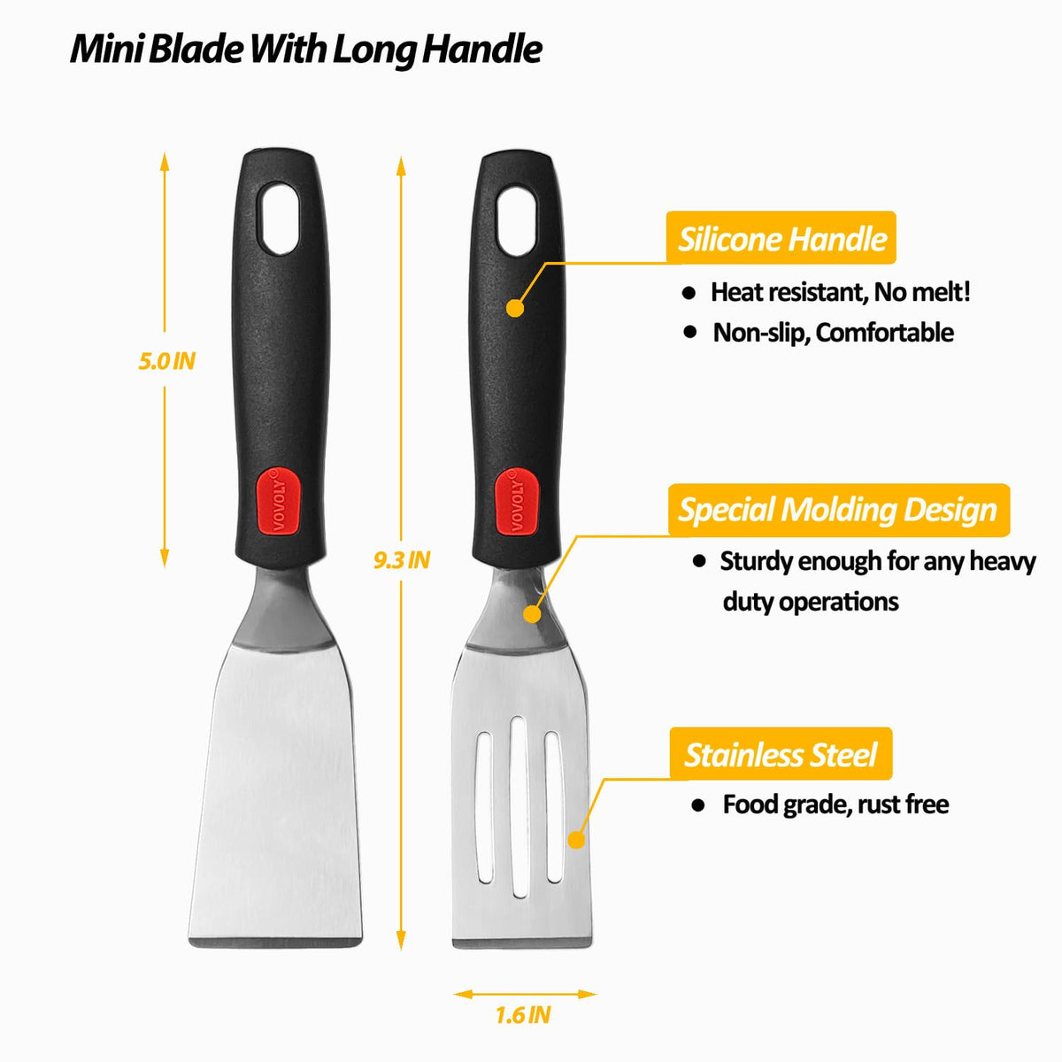 Vovoly Mini Serving Spatula Set, Small Stainless Steel Cutter& Serve Turner