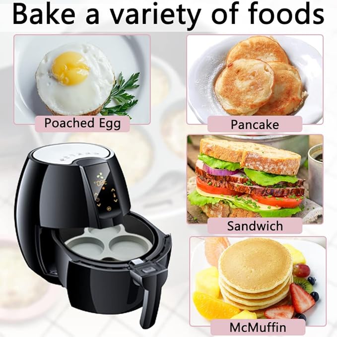 AIFUDA Nonstick Silicone Muffin Pans - 3 Cavity, 3 Pcs, Three Colors, Air Fryer Accessories for Fryers Above 6QT