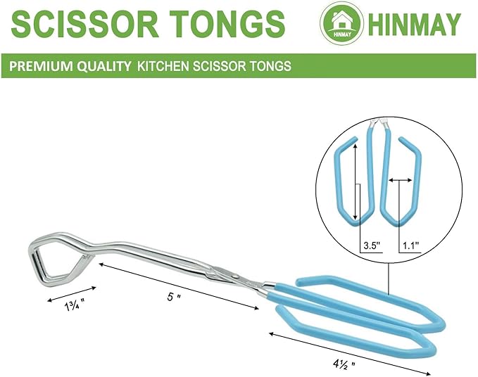 HINMAY Scissor Cooking Tongs 11" Stainless Steel Wire Tongs, Set of 2