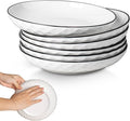 Yeacccng White Pasta Bowls Set of 6, 24oz Ceramic Salad Bowls, 8 inch Shallow Serving Bowls for Pasta, Salad, Oatmeal, Fruit, Easy to Clean, Dishwasher & Microwave Safe, Scratch-Resistant, Lead-Free