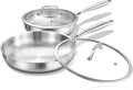 DELARLO Tri-ply Stainless Steel Frying Pan Set with Lid 8" 12" Induction large Skillets Chef's Pan,Pots and Pans Set Kitchen Cookware Set Suitable for All Stove