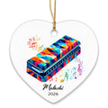 Harmonica Xmas Ceramic Ornaments 2026, Personalized Name & Year Harmonica Musical Ornament Gifts for Music Lovers, Instrumentalist Christmas Ceramic Ornaments Tree, Custom Musician Keepsake Ornament