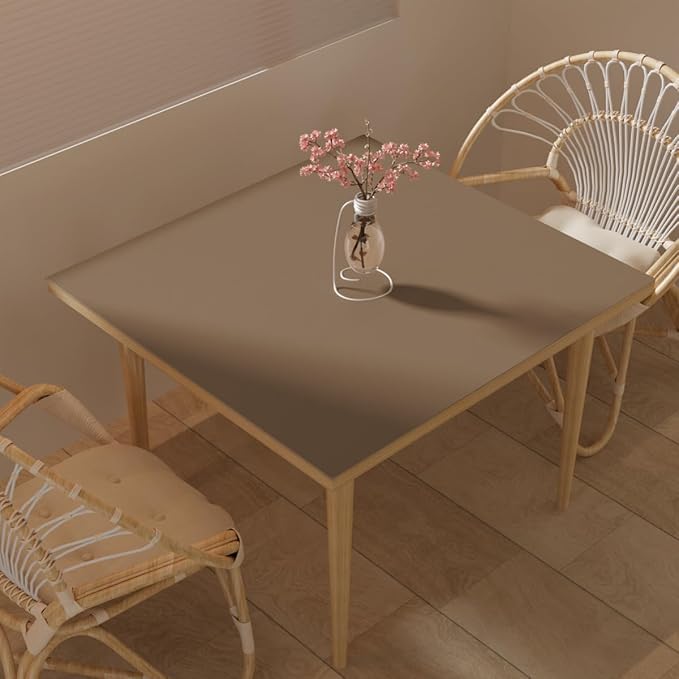 Zinkooat Table Pad - Used for Square Table Waterproof and Easy to Clean Good Flatness Easy to Used for Dining Table(Mud Color+Champagne Gold 46x46)