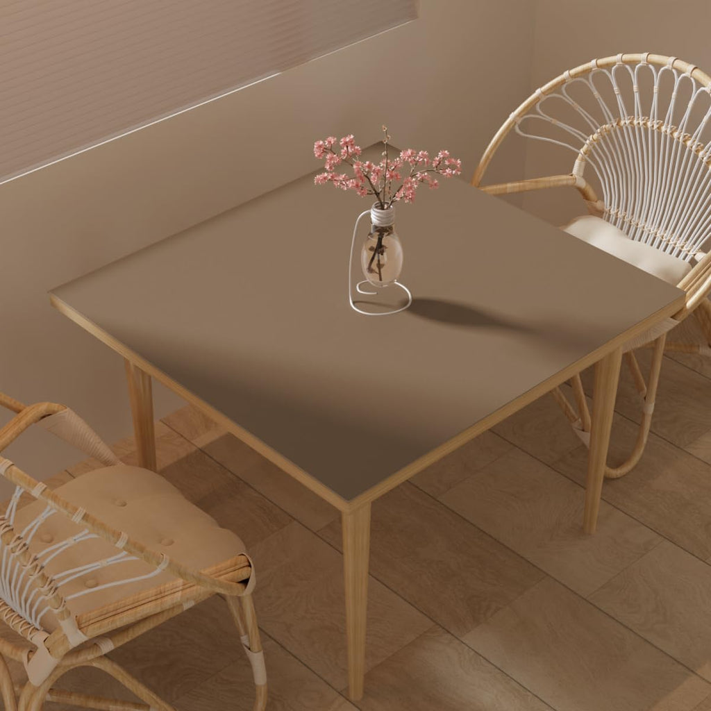 Zinkooat Faux Leather Table Cover,1.8mm Thick,40x40 Inch Table Protector,Table Protector for Dining Room Table,Dining Table Cover,Table Cover Protector.(Mud Color+Champagne Gold,40x40)