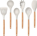 P&P CHEF 6 PCS Kitchen Utensils with Wooden Handle, Khaki