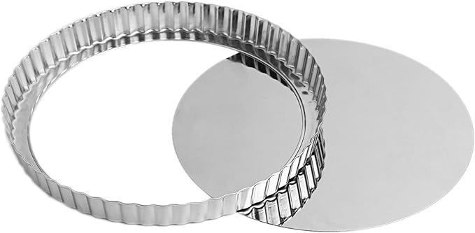 Fox Run Stainless Steel Tart Pan With Removable Bottom 9" Quiche Baking Pan