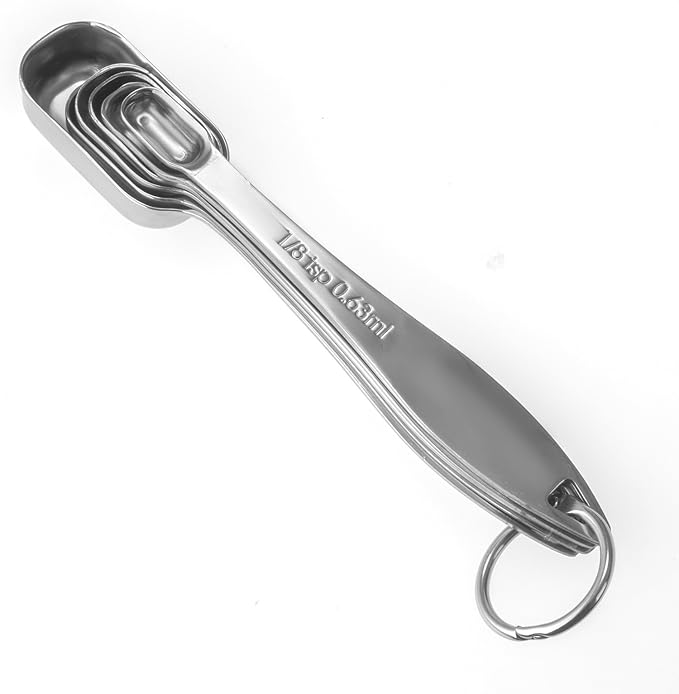 6-Piece 18/8 Stainless Steel Measuring Spoons Set, Silver