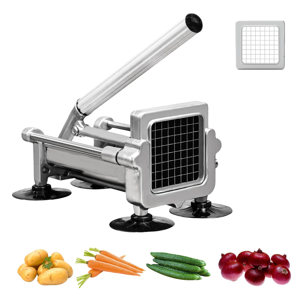 MYTASUY Commercial French Fry Cutter Stainless Steel.Potato Cutter for French Fries with 3/8Inch Blade, Commercial French Fry Cutter Manual Potatoes Cutting Machine with Suction Feet.
