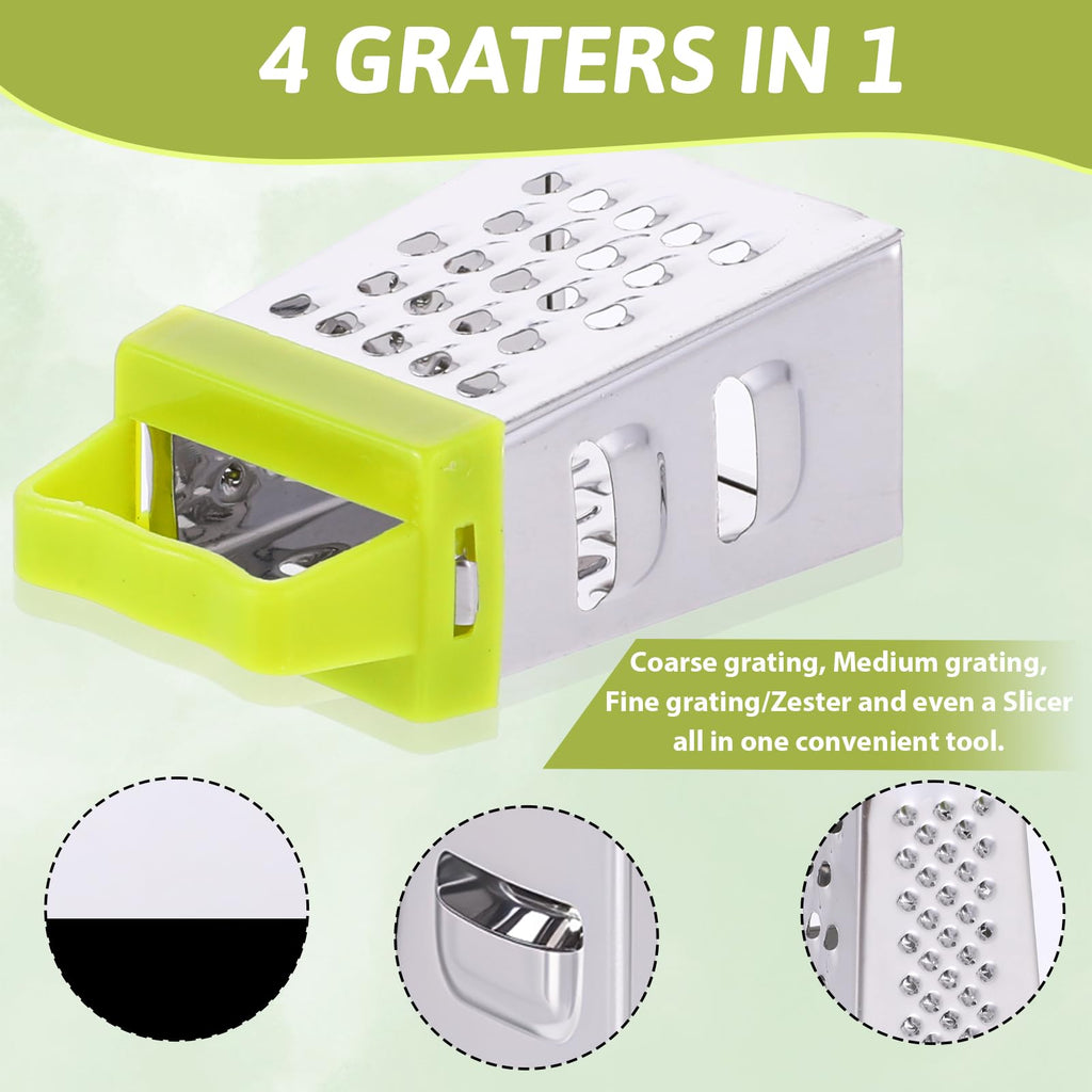 Ptwola 6 Pcs Mini Cheese Grater Stainless Steel Box Grater Fine Coarse Handheld Slicer with 4 Sides Small Box Food Shredder Safe Zester for Kitchen Cheese Garlic Ginger Vegetable Potatoes