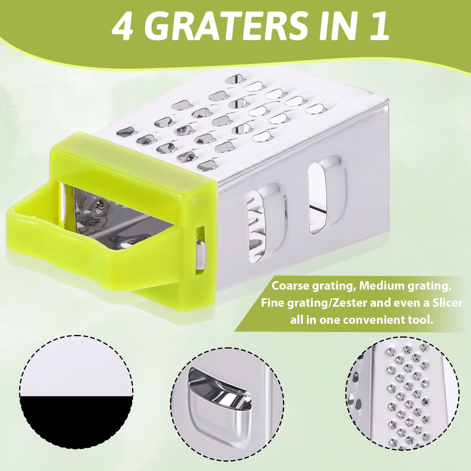 Ptwola 6 Pcs Mini Cheese Grater Stainless Steel Box Grater Fine Coarse Handheld Slicer with 4 Sides Small Box Food Shredder Safe Zester for Kitchen Cheese Garlic Ginger Vegetable Potatoes