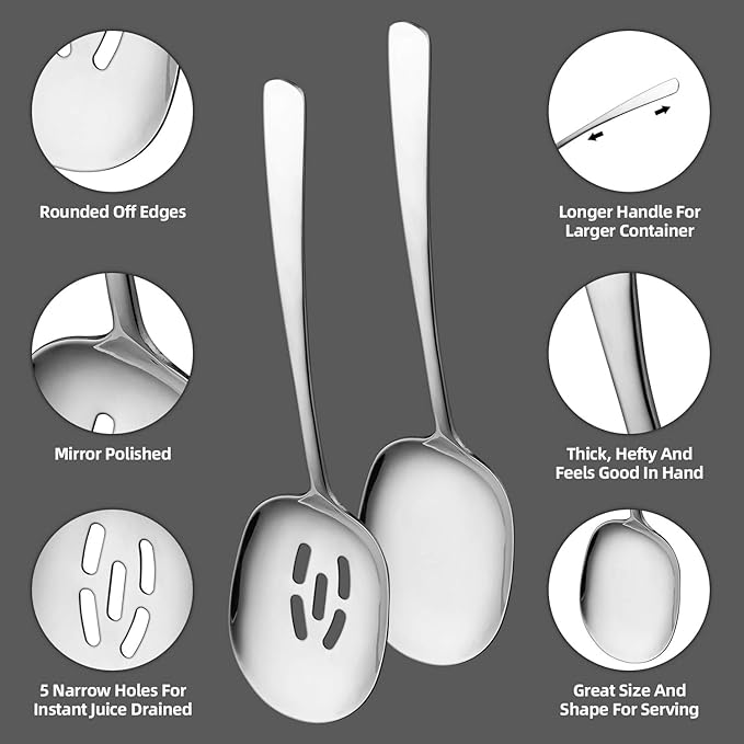 SOLEADER Extra Large Serving Spoons for Buffet,12 Inch Stainless Steel Set