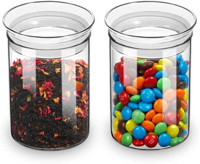 ZENS 15oz Glass Jars with Airtight Lid, Set of 2 Small Glass Storage Jars