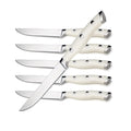 Alata 6-Piece White Steak Knives Set, Full-Tang Serrated Sharp Knives